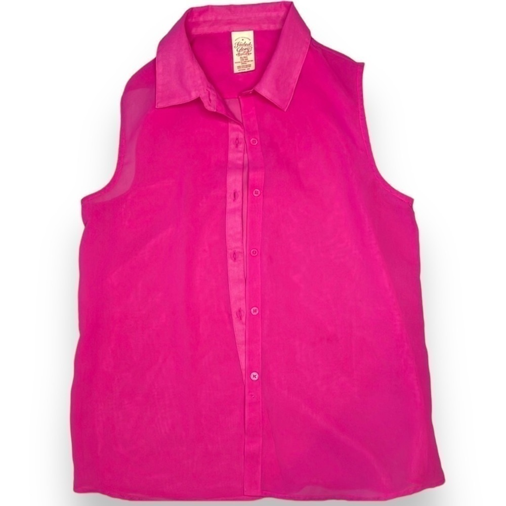 Sheer Pink sleeveless button down vest top Kids XL 10-14 Barbiecore Valentino